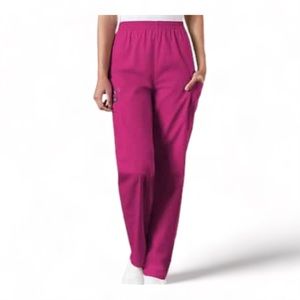 Fundamentals Berry Color Scrub Pants (Stretch Waist & Cargo Pockets) Med